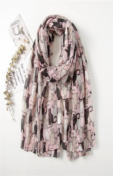 Neue Mode Katze Druck Baumwolle Voile Schal Frauen Tier Druck Wrap Schals Schal Hijab ganze 10 Stück Menge 2259036