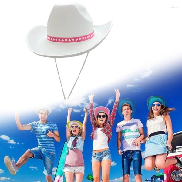 Berets chapéu branco acessórios de traje ocidental cowboy decoração multiuso para criança menina cosplay adereços ornamento