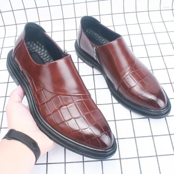 Модельные туфли, четырехсезонная модель, мужские деловые кожаные туфли с толстой подошвой, британский ветер, большие размеры, офисные, свадебные, D5141