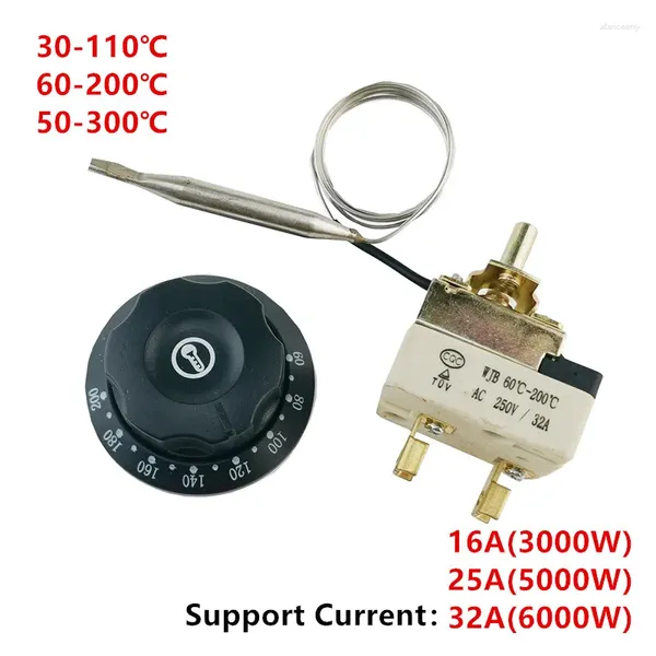 Smart Home Control Elektroofen-Thermostat, Temperaturregler, Pitco-Knopftyp, Schalter, verstellbar, 30–110 °C, 60–200 °C, 25 A