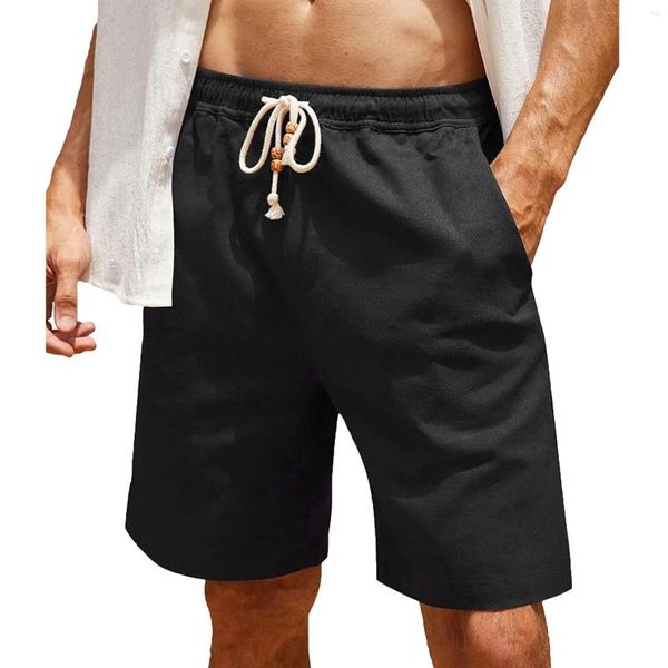 Pantaloncini da uomo in cotone da uomo con lacci, tasca grande da spiaggia per esercizi da uomo con tasche. Taglia nominata
