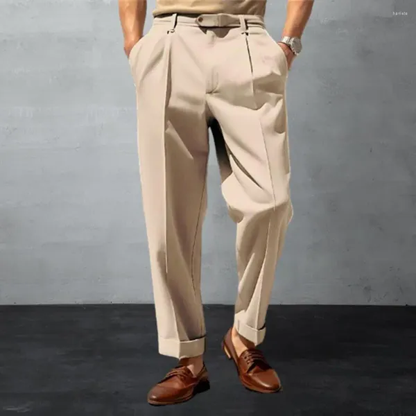 Ternos masculinos com bolso elegante, calças largas, sólidas, brancas, formais, para festa, moda masculina, terno com botões triplos