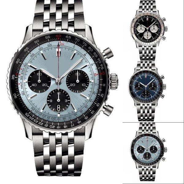 Pulseira de couro relógios de pulso mens navitimer relógio de luxo 50mm azul preto mostradores montre de luxe safira dia dos namorados presente designer relógios de alta qualidade xb010 B4