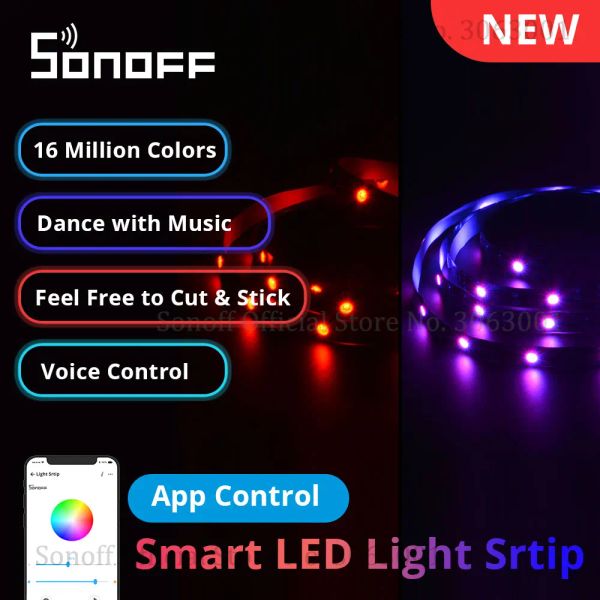 Kontrol Sonoff L2 Lite Akıllı LED Işık Şeridi 5m Dimmable AB/ ABD Esnek RGB Strip Lights App Alexa ile Uzaktan Kumanda İşleri