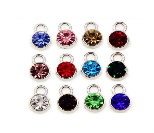 120pcslot birthstone 10pcs cada cor liga de boa qualidade DIY encantos flutuantes para medalhões de memória viva de vidro1192965