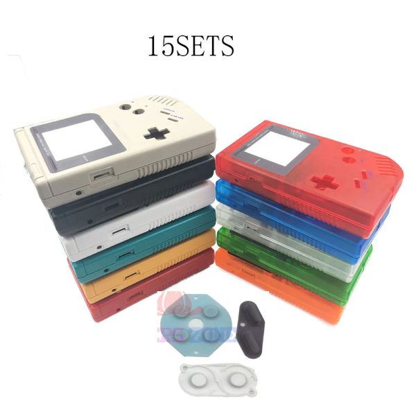 Custodie 15SET Custodia con cuscinetto in gomma conduttiva in silicone per Gameboy Game Boy Classic Custodia per console GB originale Custodia a conchiglia