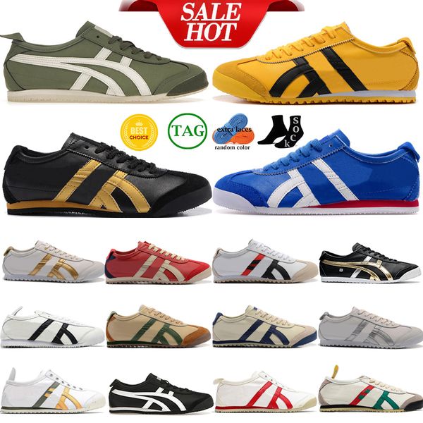 Designer Onitsukass Tiger México 66 sapatos casuais homens mulheres amarelo azul preto branco prata off marrom vermelho bege grama verde deslizamento ao ar livre sapato esportes tênis treinador