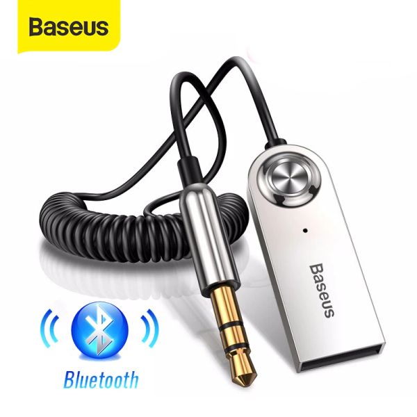 Alto-falantes Baseus Aux Adaptador Bluetooth para Carro 3.5mm Jack USB Bluetooth 5.0 Receptor Speaker Auto Handfree Car Kit Áudio Transmissor de Música