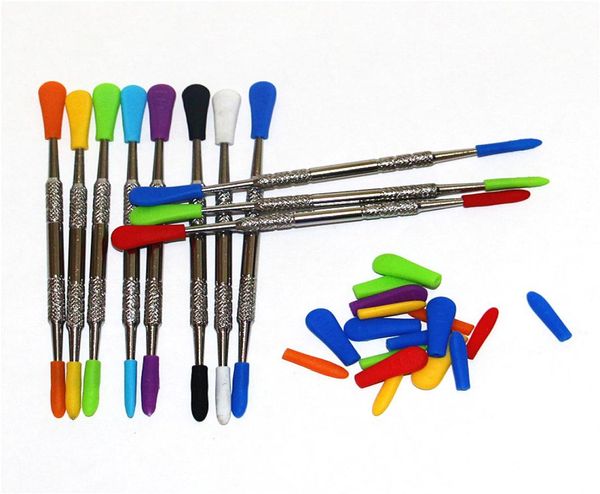 120mm balmumu oyma aracı silikon uçlu sigara içme metal dabber aletleri cam top karbonhidrat kapakları kül yakalayıcılar silikon 4992132