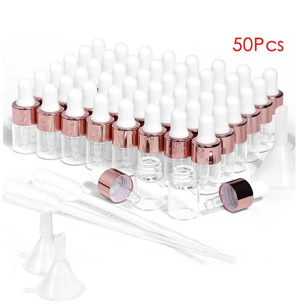 50 teile/los 2 ml 3 ml 5 ml Klare Tropfflasche Glasflasche Kleine Pipette Flaschenbehälter Für Ätherische Öle Tragbare Nachfüllbare Parfümflasche 240226