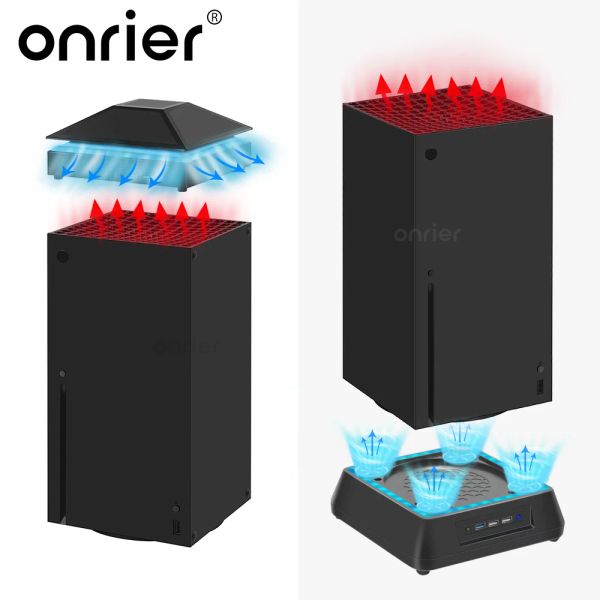 Подставки Onrier, охлаждающий вентилятор для игровой консоли для Xbox Series X, аксессуары, верхняя пылезащитная крышка, 3-скоростная регулируемая док-станция для рассеивания тепла