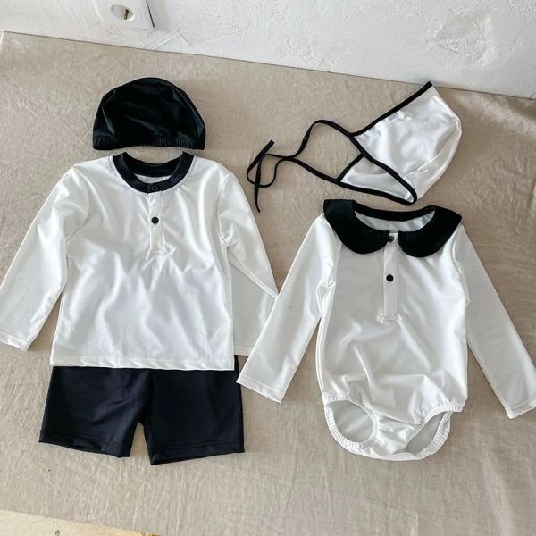 Costumi da bagno MILANCEL 2022 Nuovi costumi da bagno per bambini Ragazzi Divisi a maniche lunghe Protezione solare estiva Ragazze Costume intero con cappello