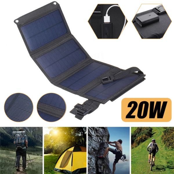 Ladegeräte 20W USB Solar Power Ladegerät 20W Solar Ladegerät für Handys Handy Falten Sie 20W MINI Solar Panel Water Proof Solar Phone