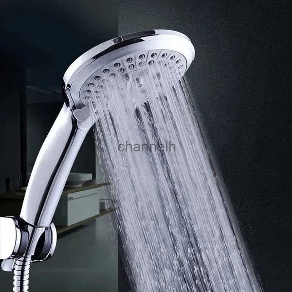 Soffioni doccia per bagno Soffione a pioggia rotondo a 5 modalità di alta qualità con supporto per set di tubi flessibili per accessori Douche YQ240228