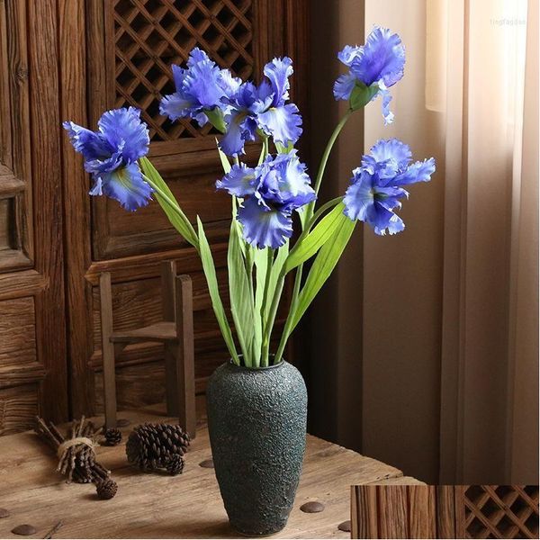 Dekorative Blumen Kränze Dekorative Blumen Künstliche Grünpflanzen Amerikanische Blaue Iris Falsche Birnenblüte Aisakura Aiju Bonsai Dro Dhpew