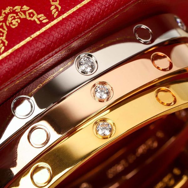Designer-Armband, Herren- und Damen-Armband, Manschette, klassisches breites 6-Bohrschrauben-Armband, 18 Karat Gold, Gold, Titanstahl, hochwertig, Hochzeit, Größe 16#17#18#19#20#21