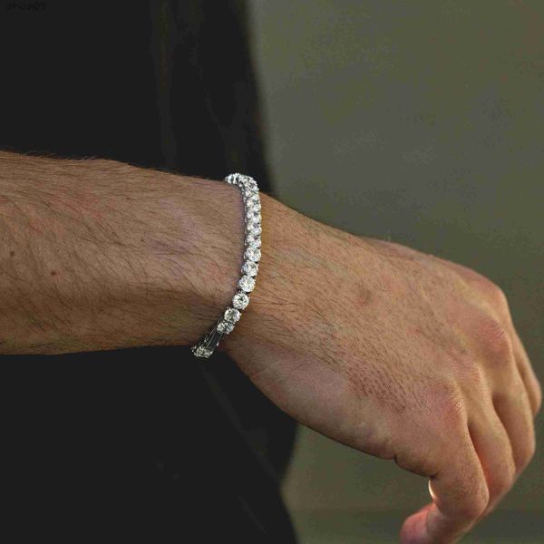Bracciali fashioh hip hop 5mm cz braccialetto tennis perline zircone catene da uomo bracciali a filo per donna Pulseiras bijoux braccialetti in cristallo d'argento 240228