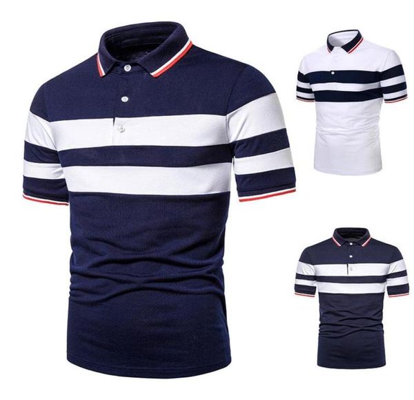 Men039s Polos Sommer Männer Kurzarm Marke Kleidung Golf Shirt Mode Business Casual Baumwolle Männlichen Streifen Hohe Qualität Contras8661067