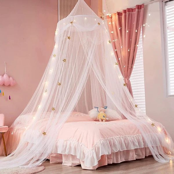 Çocuk Hung Dome Sivrisinek Net Tavan Çadır Kızlar Prenses Yıldız Yatak Kanopisi Çocuklar İkiz Tam Kraliçe Yatak için Yatak Perde Okuma