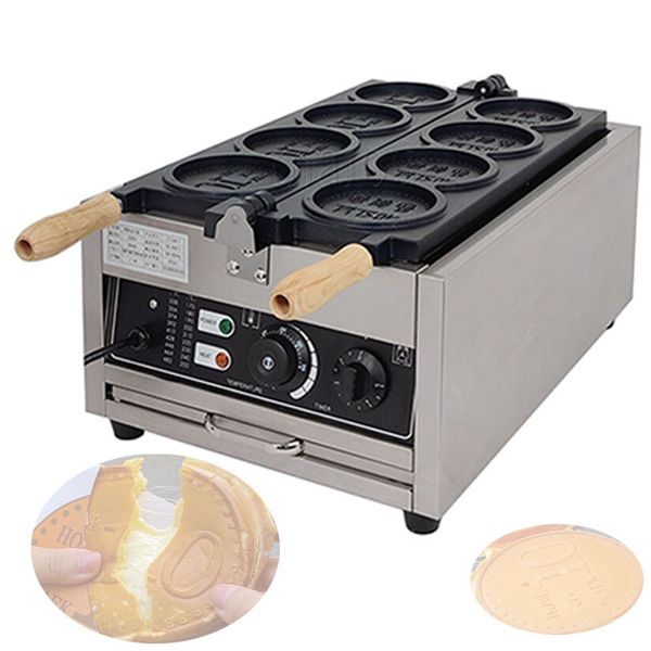 Macchina per waffle con moneta d'oro a scatto commerciale da 3 pezzi, macchina per waffle con focaccine a forma di cartone animato per formaggio in vendita