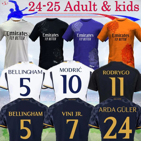 2023 camisas de futebol BELLINGHAM ARDA GULER CAMAVINGA ALABA MODRIC VINI JR.Camisa de futebol MBAPPE 23 24 fora 3º Real VALVERDE TCHOUAMENI Madrids masculino kit infantil 16-4XL