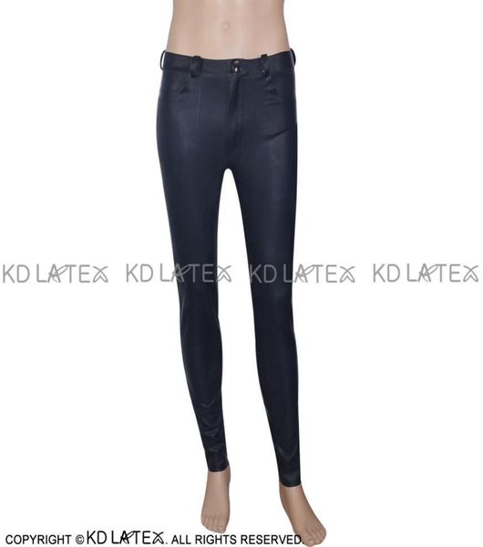 Schwarze sexy Latexhose mit Taschen, weiße Besätze, Gummihose, Jeans, Leggings, Übergröße 00088695489