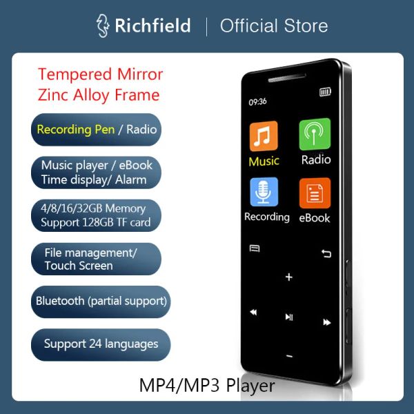 Jogadores MP4 MP3 Player Bluetooth Video Music Player Walkman Touch Screen Reproductor Gravação Caneta Rádio Ebook Alarme para Crianças Homens Mulheres