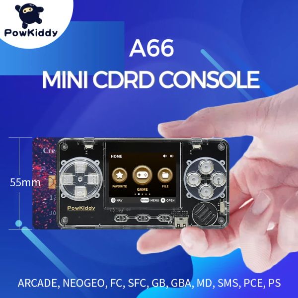 Giocatori Powkiddy A66 Trimui Ultrasmall Mini Transparent Metal Shell Game Console Supporta l'aggiunta di regali a buon mercato dei bambini ROM