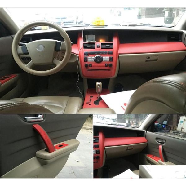 Adesivos de carro para Nissan Teana J31 20032007 Interior Painel de controle central Maçaneta da porta 5D Adesivos de fibra de carbono Decalques Estilo de carro Acce Dh51U