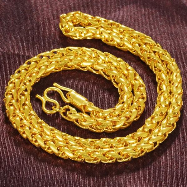 Collana in oro 18 carati da 60 cm per gioielli da uomo in oro massiccio 18 carati Bizuteria Bijoux Femme Collana con pietre preziose a catena Maschi con pietre preziose 240220