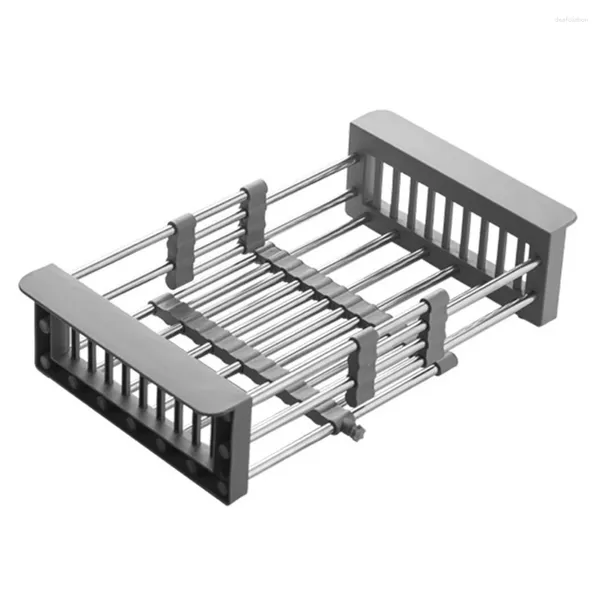 Armazenamento de cozinha em aço inoxidável, rack de drenagem sobre a pia, tigela multifuncional, pauzinhos, prateleira, grande capacidade para lavar legumes, frutas