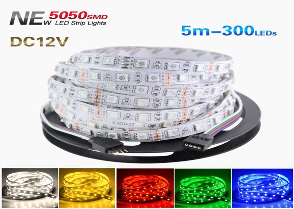 5m 5050 smd rgb tira conduzida flexível 16ft 5m 300 leds multi cor não impermeável tira conduzida luz de alta potência 72w natal dia das bruxas 5672895