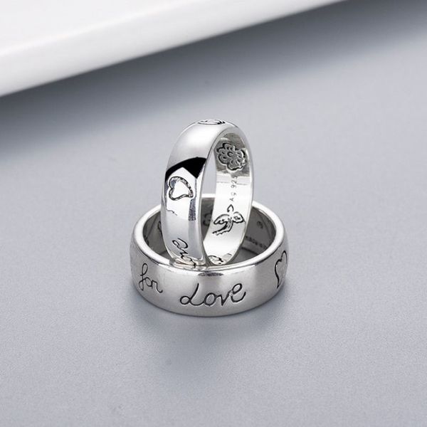 Frauen-Mädchen-Blumen-Vogel-Muster-Ring mit Stempel Blind für Liebesbrief-Ring-Geschenk für Liebespaar Hochwertiger Schmuck230b