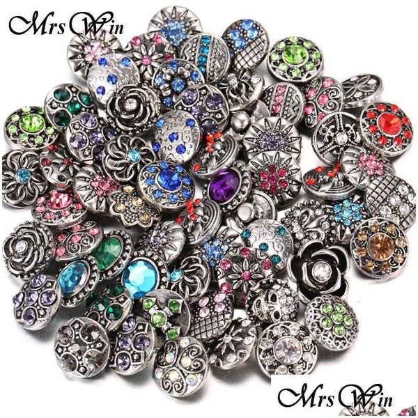 Charm Armbänder 100 teile / los Großhandel 12mm 18mm Druckknopf Schmuck für Armband Gemischte Strass Metall Charms DIY Knöpfe 210323 Drop Dhzgb