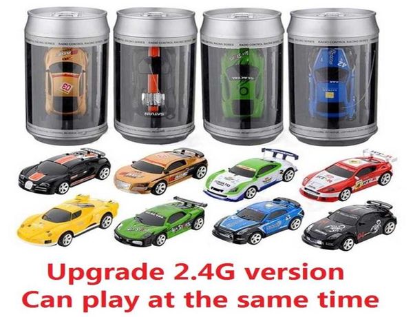 Aggiornamento 24Ghz 8 colori s 20Kmh Coke Can Mini RC Autoradio Telecomando Micro Racing Toy Frequenza diversa Regalo 2110271817469