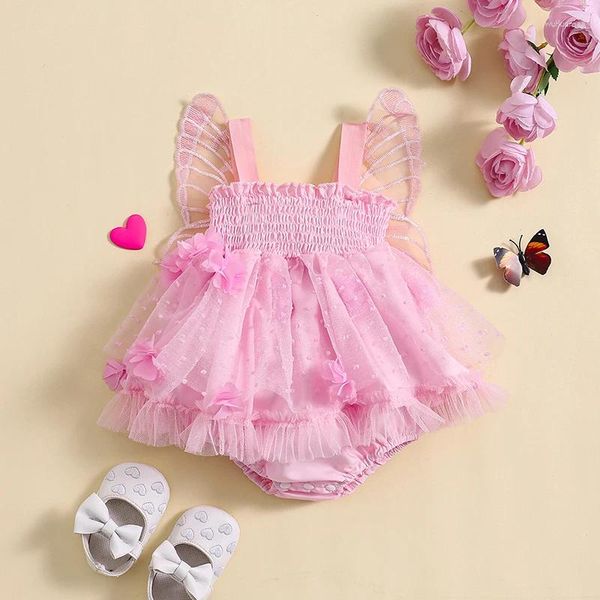 Mädchenkleider Kleinkind Baby Mädchen Strampler Kleid Blume Schmetterling Tüll Rock Saum BodySuit Prinzessin Party Hochzeitskleidung