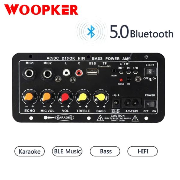 Hoparlörler Woopker Bluetooth Ses Amplifikatör Kartı 120W Subwoofer Çift Mikrofon Amplifikatörler Modülü 812 inç Hoparlör 12/24V 110/220V