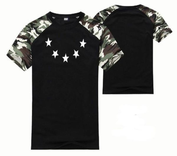 Mens novo verão camiseta estrelas hip hop marca rock swag rap patinação camisetas mulheres impressão roupas camuflagem mangas o pescoço5182777