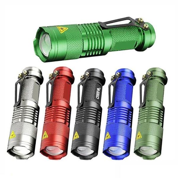 Ponteiro laser Atacado 7W 300Lm Sk-68 Odes Mini Q5 Led Lanterna Tocha Lâmpada Tática Foco Ajustável Zoomable Light 5 Cores Drop D Dhiob