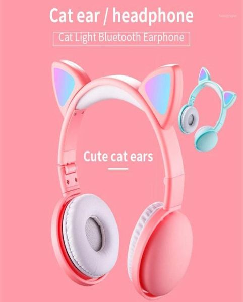 Sevimli Led Kedi Kulak Gürültü Engelleme Kulaklıkları Bluetooth 50 Katlanabilir Gamer Müzik Kulaklığı Çocuklar için Mikrofonlar Kız Hediyeleri12409232