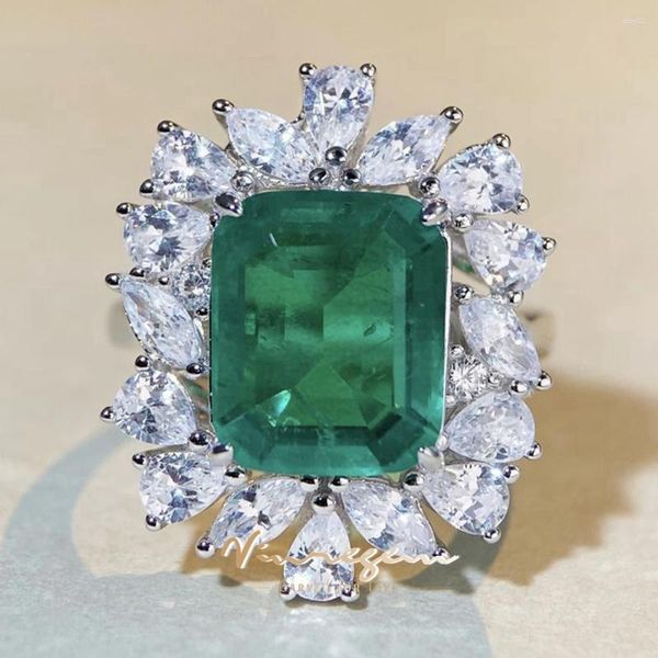 Küme Yüzük Vinregem Emerald Paraiba Turmalin Taş Kadınları Halk Vintage 925 STERLING Gümüş Düğün Nişan Güzel Takı Toptan