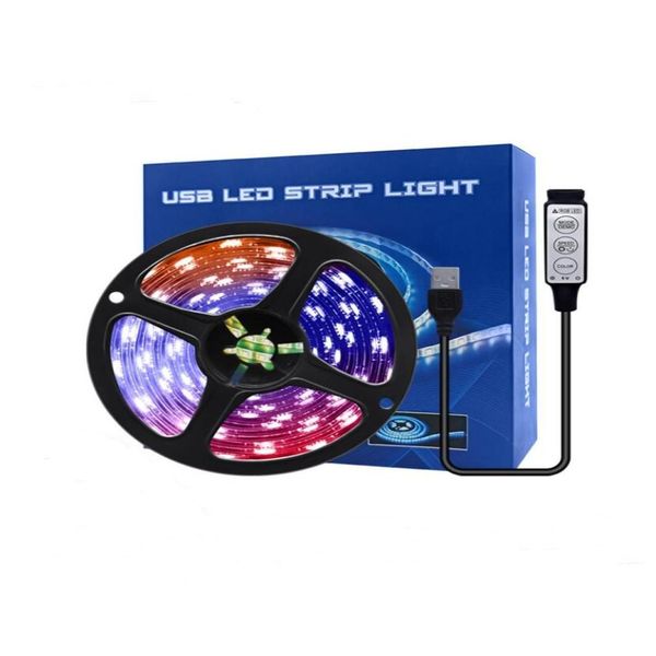 Strisce LED Striscia luminosa con set 5050 Rgb Impermeabile Colorf Usb 3 pulsanti Telecomando Tv Sfondo Atmosfera Luce6716371 Drop Del Dhjct