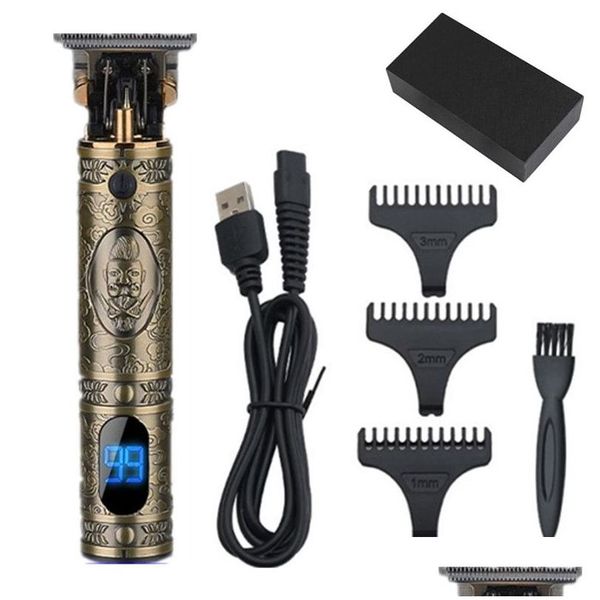 Aparador de cabelo digital cabeleireiro elétrico máquina de cortar cabelo profissional barbeiro masculino aparador recarregável com caixa drop delive dhyyl