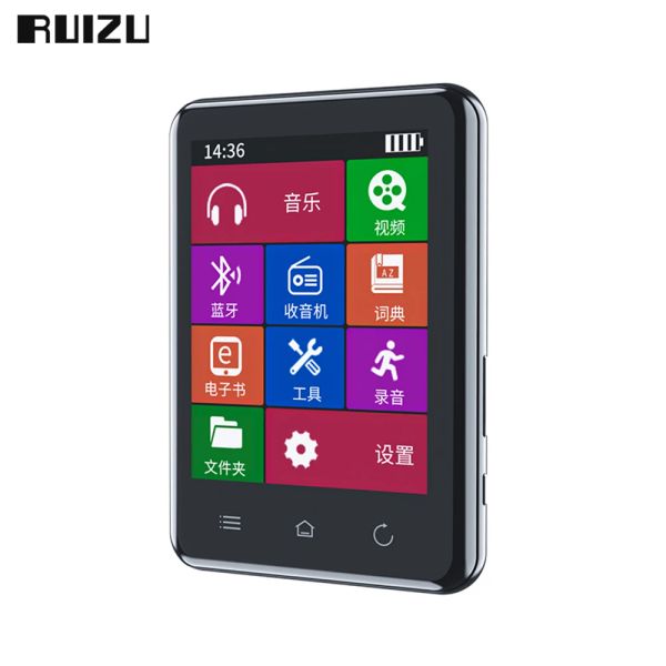 Jogadores Ruizu D66 Bluetooth 5.0 MP3 Player Touch Screen Music Player Portátil Audio Player Suporte FM Radio Recorder EBook Relógio Vídeo