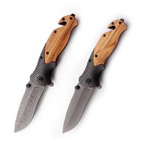 Coltello pieghevole X50 3 stili Lama 440C Manico in legno Caccia da campeggio Strumento tascabile EDC Rompivetro 147