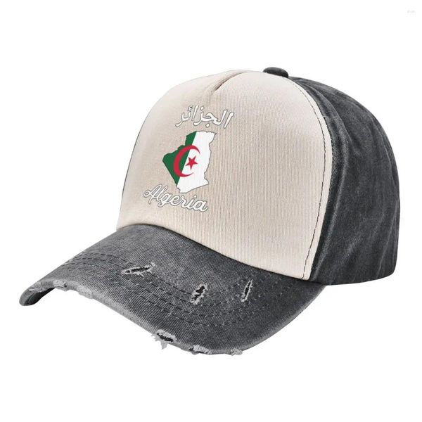 Bola bonés argélia bandeira mapa unisex boné de beisebol argelino angustiado denim chapéu vintage exercícios ao ar livre snapback