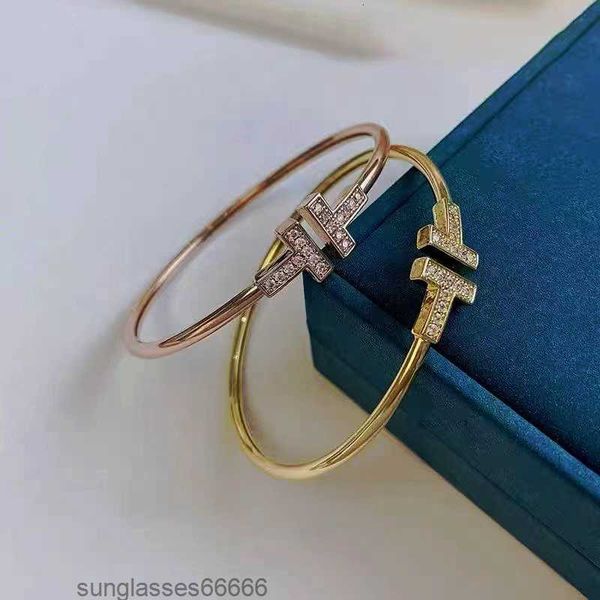 Pulseira de diamante pulseira t pulseira de tênis 18k duplo t em forma de pulseira feminina jewlery para mulheres pulseira de coração pulseira de ouro feminina