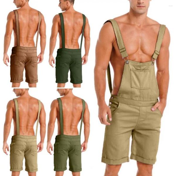 Herren-Shorts, Herren-Overall, mehrere Taschen, verstellbarer Riemen, Vintage-Overalls, lockerer Cargo-Spielanzug, lässige Sporthose, Arbeitskleidung