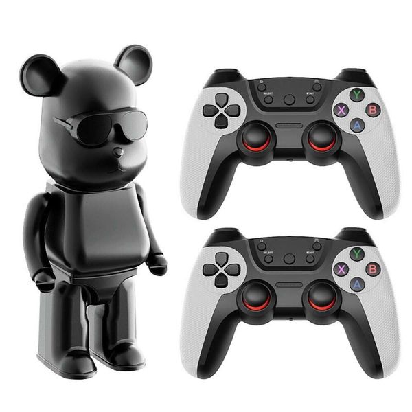 Comunicações Console de jogo de TV em formato de urso violento com 2 unidades de gamepads sem fio Alça de atualização Jogos clássicos 4K HDMI Saída HD 25 emuladores