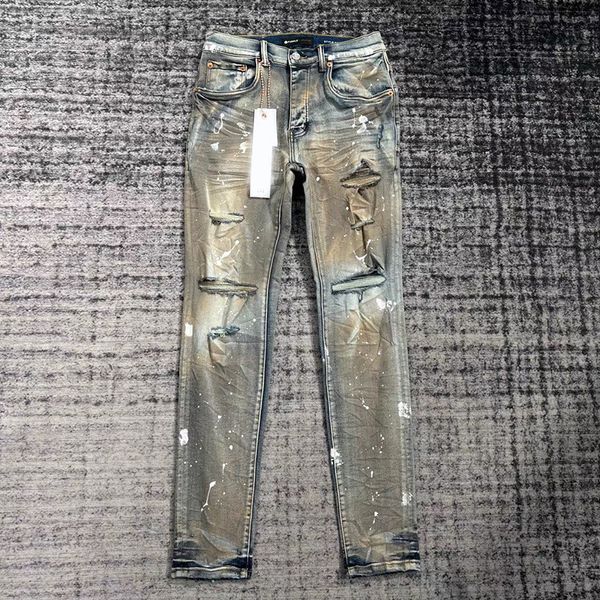Designer de jeans mens roxo denim calças moda calças c1 alta design reto retro streetwear casual sweatpants corredores calça lavada jeans velhos CSD2402283-12